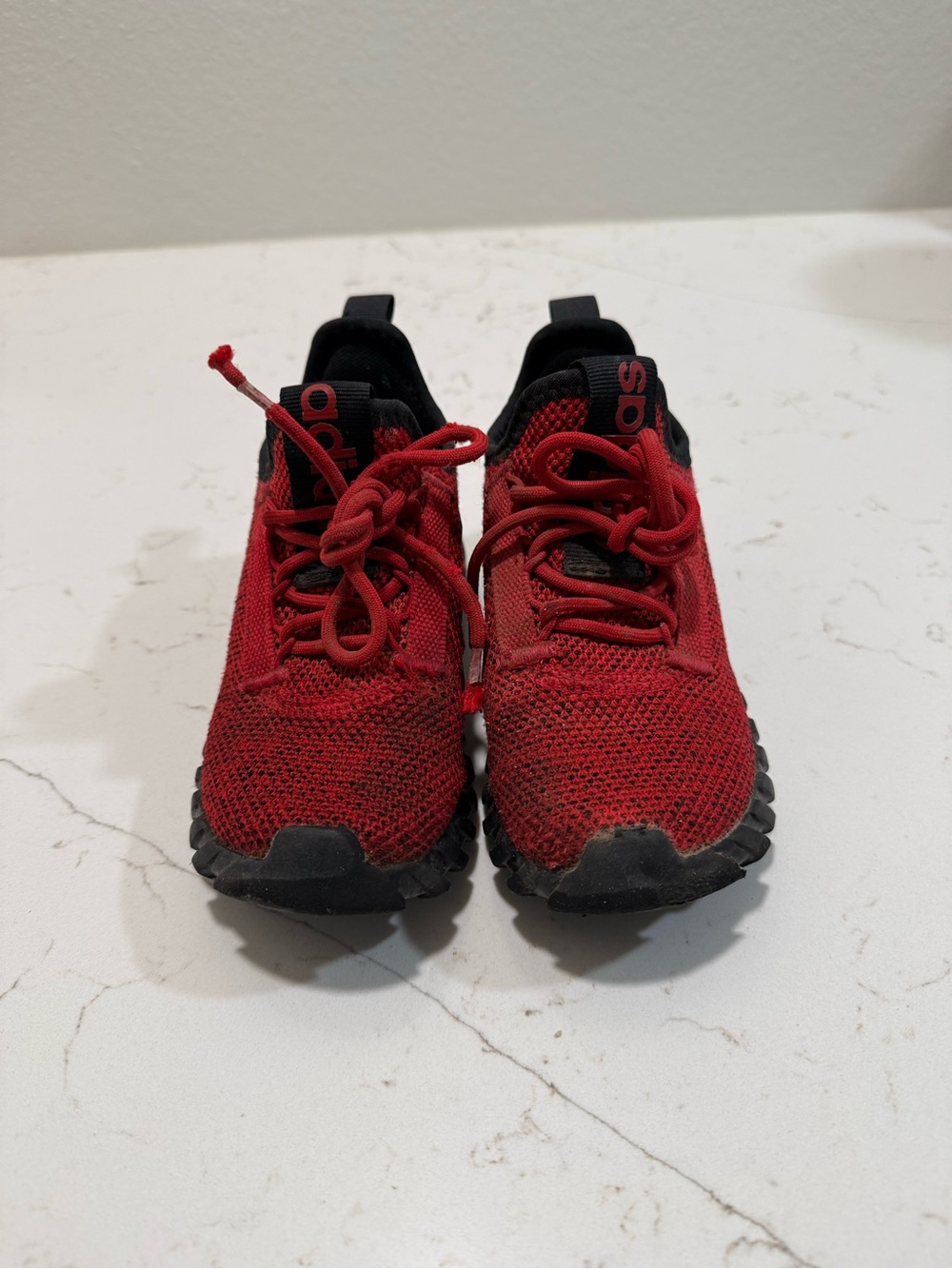 adidas Kids Red and Black Knit Sneakers